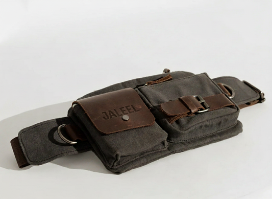 Atlas Belt Bag – 100% Cotton Canvas & Cow Leather – Grey