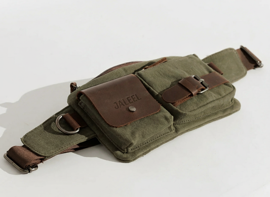 Atlas Belt Bag – 100% Cotton Canvas & Cow Leather – Army