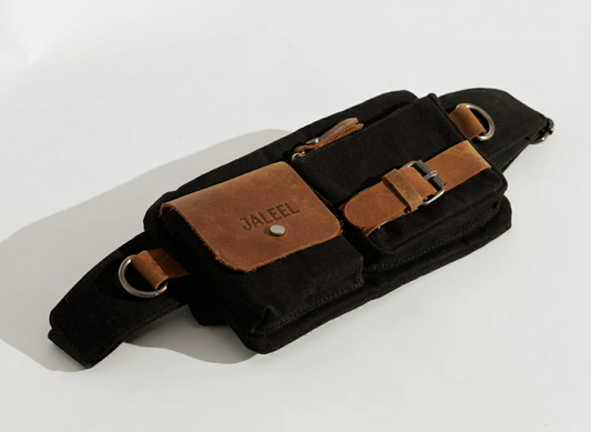 Atlas Belt Bag – 100% Cotton Canvas & Cow Leather – Black